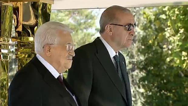 Cumhurbaşkanı Erdoğan, Filistin Devlet Başkanı Mahmud Abbas'ı resmi törenle karşılıyor