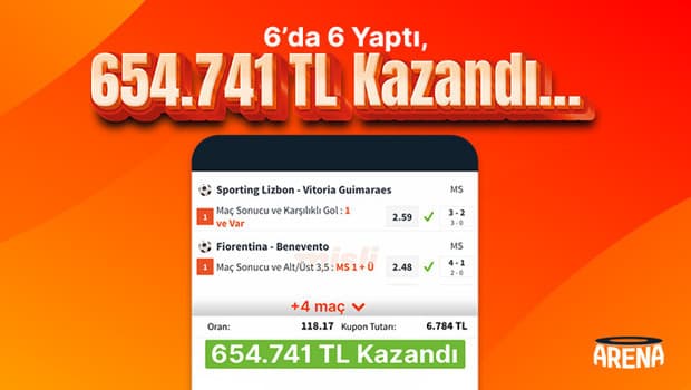 Misli üyesi 6 karşılaşmada 6 tahminini doğru bildi, 654.741 TL kazandı