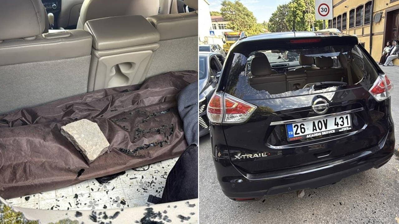 Trafikte dehşet anları: Taşla camını kırdıkları aracın sürücüsünü darbettiler